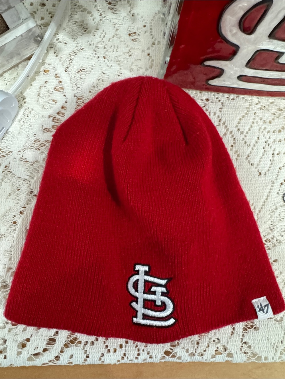 St Louis Cardinals 47 Brand Red Beanie with White STL Logo